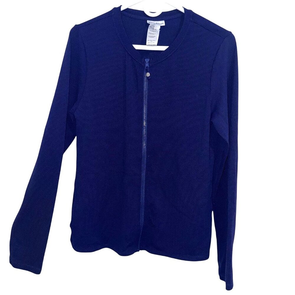 Tommy Bahama Womens Blue Full-Zip Cardigan Sweater M Nylon/Spandex